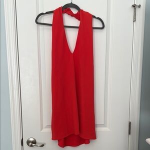 Red Sleeveless Halter Dress